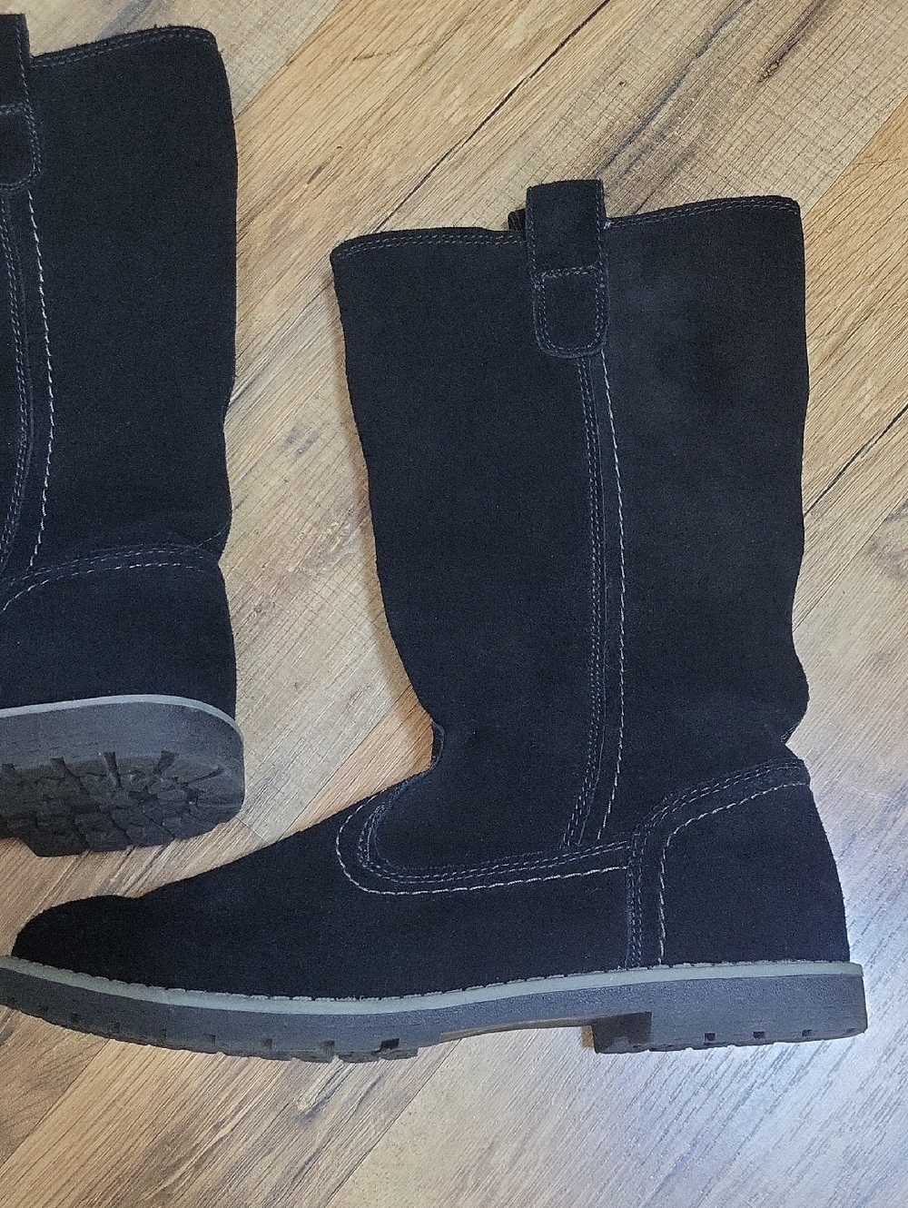 BASS Nadine Black Fleece Lined Pull-On Suede Leather Boots - Picture 2 of 9